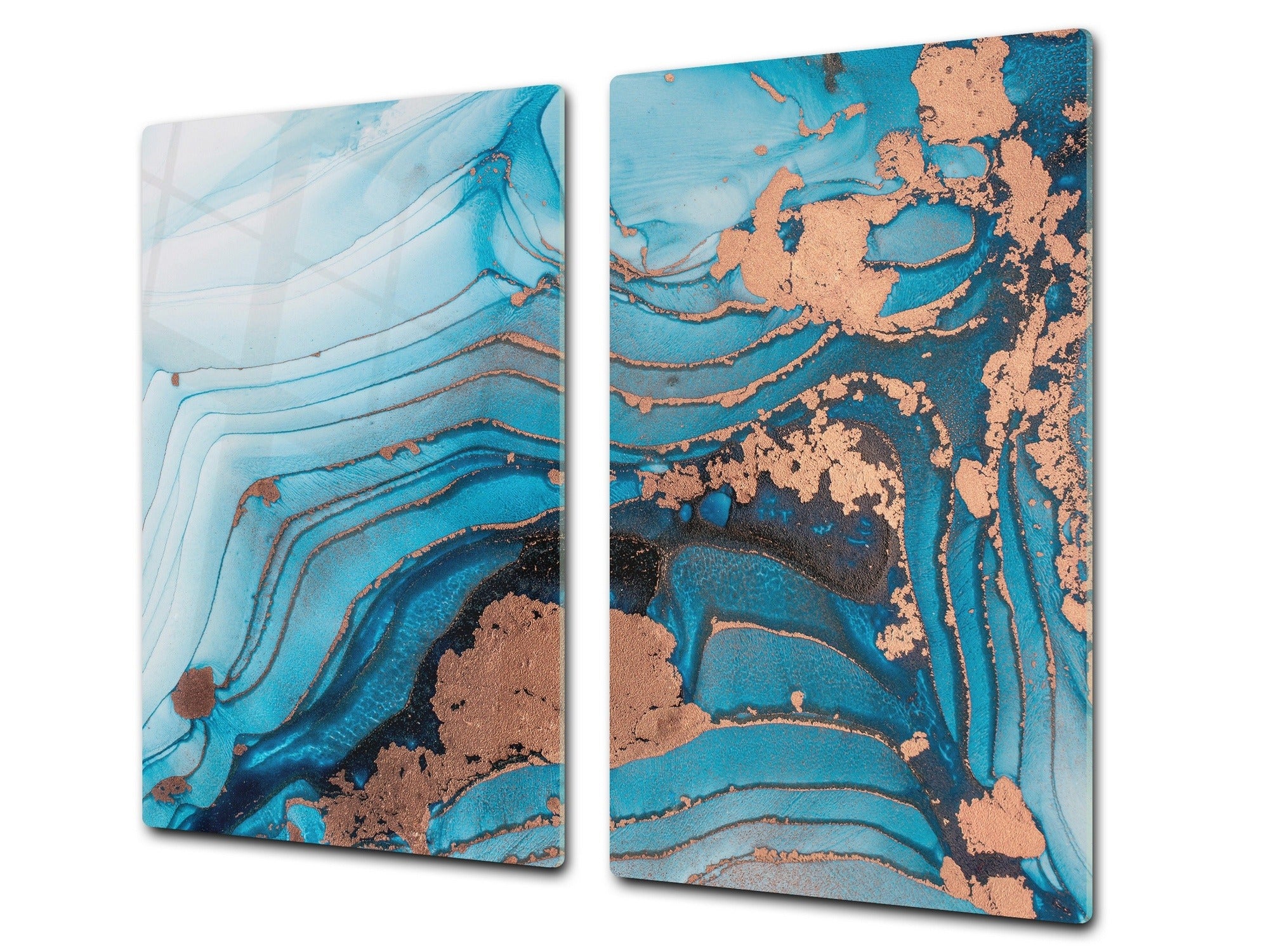 UNIQUE Tempered GLASS Kitchen Board –Scratch Resistant Glass Cutting Board – MEASURES: SINGLE: 60 x 52 cm (23,62” x 20,47”); DOUBLE: 30 x 52 cm (11,81” x 20,47”); D35 Art Series : Liquid colours 3