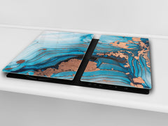 UNIQUE Tempered GLASS Kitchen Board –Scratch Resistant Glass Cutting Board – MEASURES: SINGLE: 60 x 52 cm (23,62” x 20,47”); DOUBLE: 30 x 52 cm (11,81” x 20,47”); D35 Art Series : Liquid colours 3