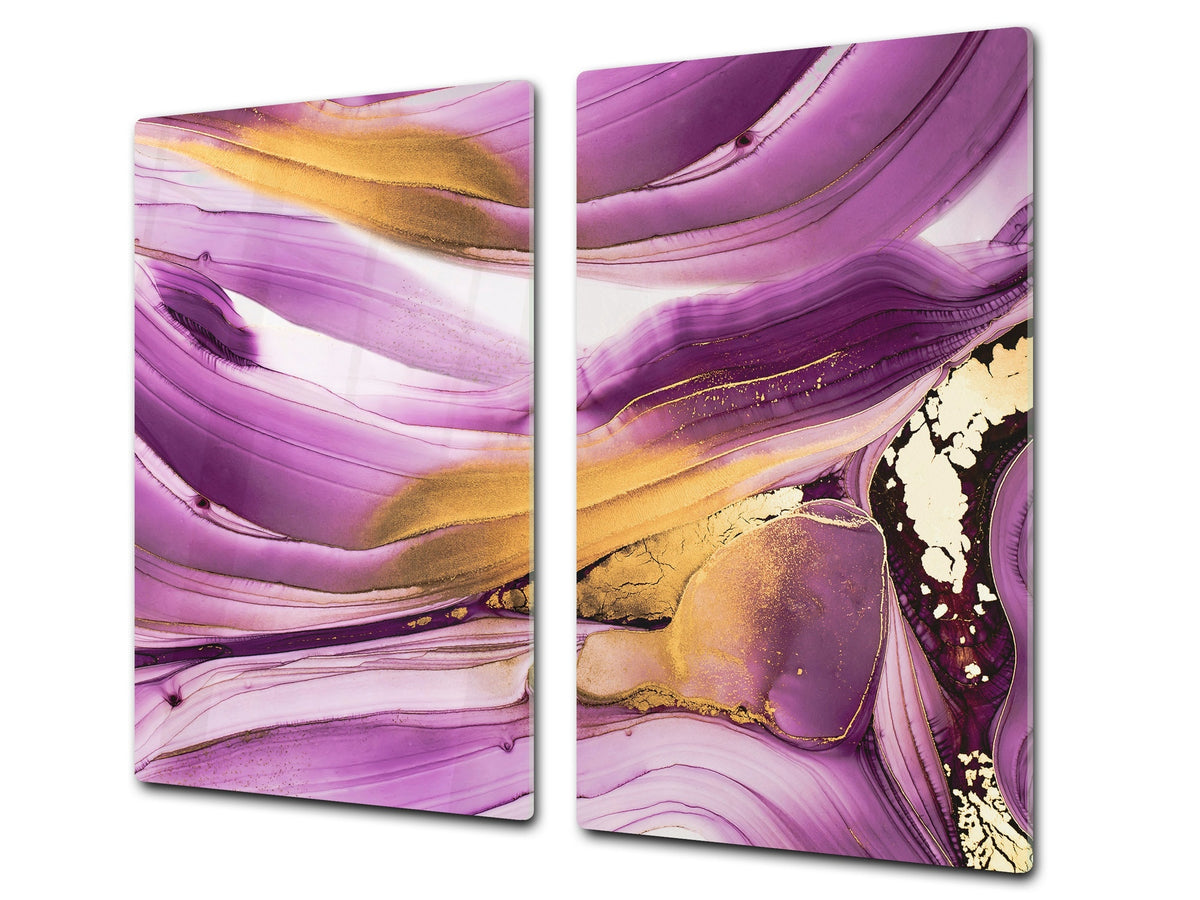 UNIQUE Tempered GLASS Kitchen Board –Scratch Resistant Glass Cutting Board – MEASURES: SINGLE: 60 x 52 cm (23,62” x 20,47”); DOUBLE: 30 x 52 cm (11,81” x 20,47”); D35 Art Series : Liquid colours 4