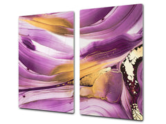 UNIQUE Tempered GLASS Kitchen Board –Scratch Resistant Glass Cutting Board – MEASURES: SINGLE: 60 x 52 cm (23,62” x 20,47”); DOUBLE: 30 x 52 cm (11,81” x 20,47”); D35 Art Series : Liquid colours 4