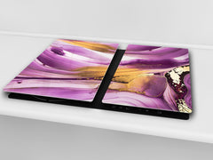 UNIQUE Tempered GLASS Kitchen Board –Scratch Resistant Glass Cutting Board – MEASURES: SINGLE: 60 x 52 cm (23,62” x 20,47”); DOUBLE: 30 x 52 cm (11,81” x 20,47”); D35 Art Series : Liquid colours 4