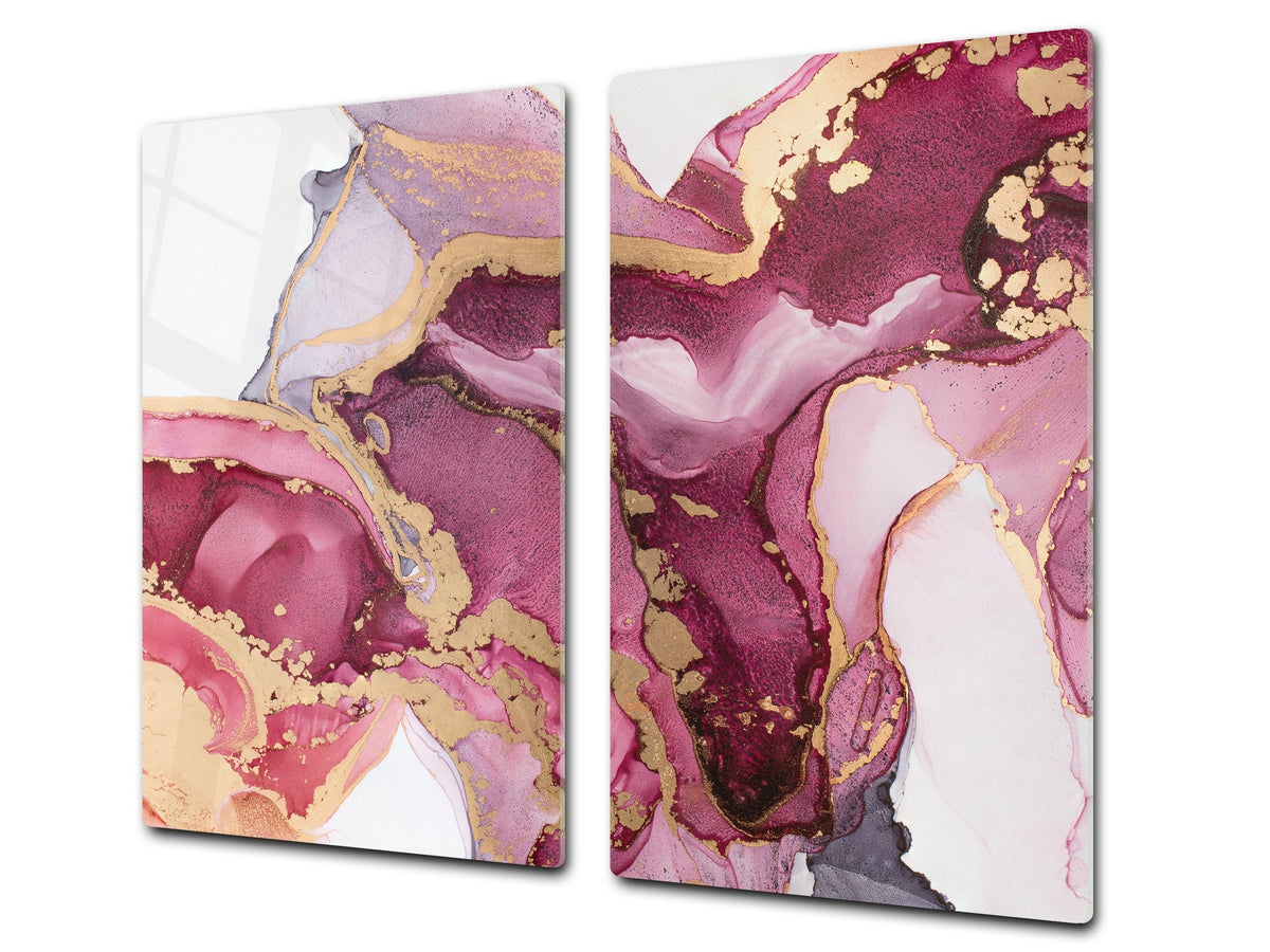 UNIQUE Tempered GLASS Kitchen Board –Scratch Resistant Glass Cutting Board – MEASURES: SINGLE: 60 x 52 cm (23,62” x 20,47”); DOUBLE: 30 x 52 cm (11,81” x 20,47”); D35 Art Series : Liquid colours 5