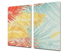 Tempered GLASS Cutting Board – Worktop saver and Pastry Board –- Glass Kitchen Board; MEASURES: SINGLE: 60 x 52 cm (23,62” x 20,47”); DOUBLE: 30 x 52 cm (11,81” x 20,47”); D34 Nature Series: Botanical wall art.