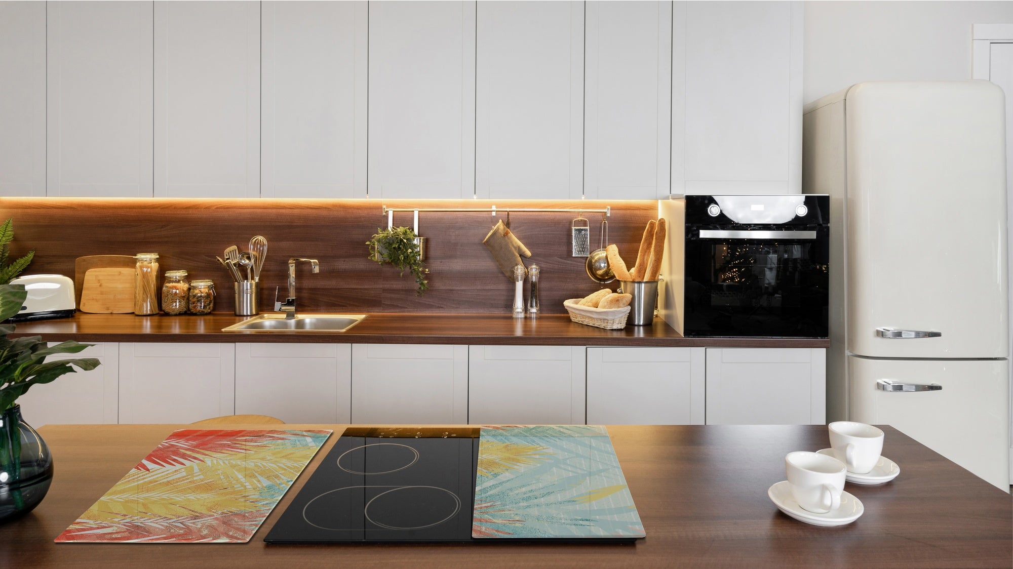 Tempered GLASS Cutting Board – Worktop saver and Pastry Board –- Glass Kitchen Board; MEASURES: SINGLE: 60 x 52 cm (23,62” x 20,47”); DOUBLE: 30 x 52 cm (11,81” x 20,47”); D34 Nature Series: Botanical wall art.