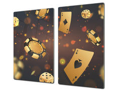 Chopping Board - Induction Cooktop Cover - Glass Cutting Board – Impact & Shatter Resistant – MEASURES: SINGLE: 60 x 52 cm; DOUBLE: 2 x 30 x 52 cm; D42 Modern Art Series : Night at Casino