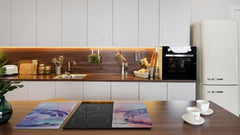 Tempered Glass Multi-Function Board: Cooktop Cover, Pastry and Hot Pot Stand and Worktop Saver – MEASURES: SINGLE: 60 x 52 cm; DOUBLE: 2 x 30 x 52 cm; D43 Abstract Concepts Series 2 : Hands of Creation
