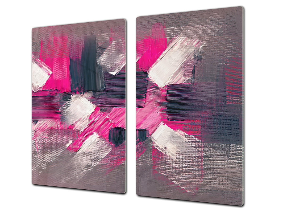 Tempered Glass Multi-Function Board: Cooktop Cover, Pastry and Hot Pot Stand and Worktop Saver – MEASURES: SINGLE: 60 x 52 cm; DOUBLE: 2 x 30 x 52 cm; D43 Abstract Concepts Series 2 : Modern Disarray