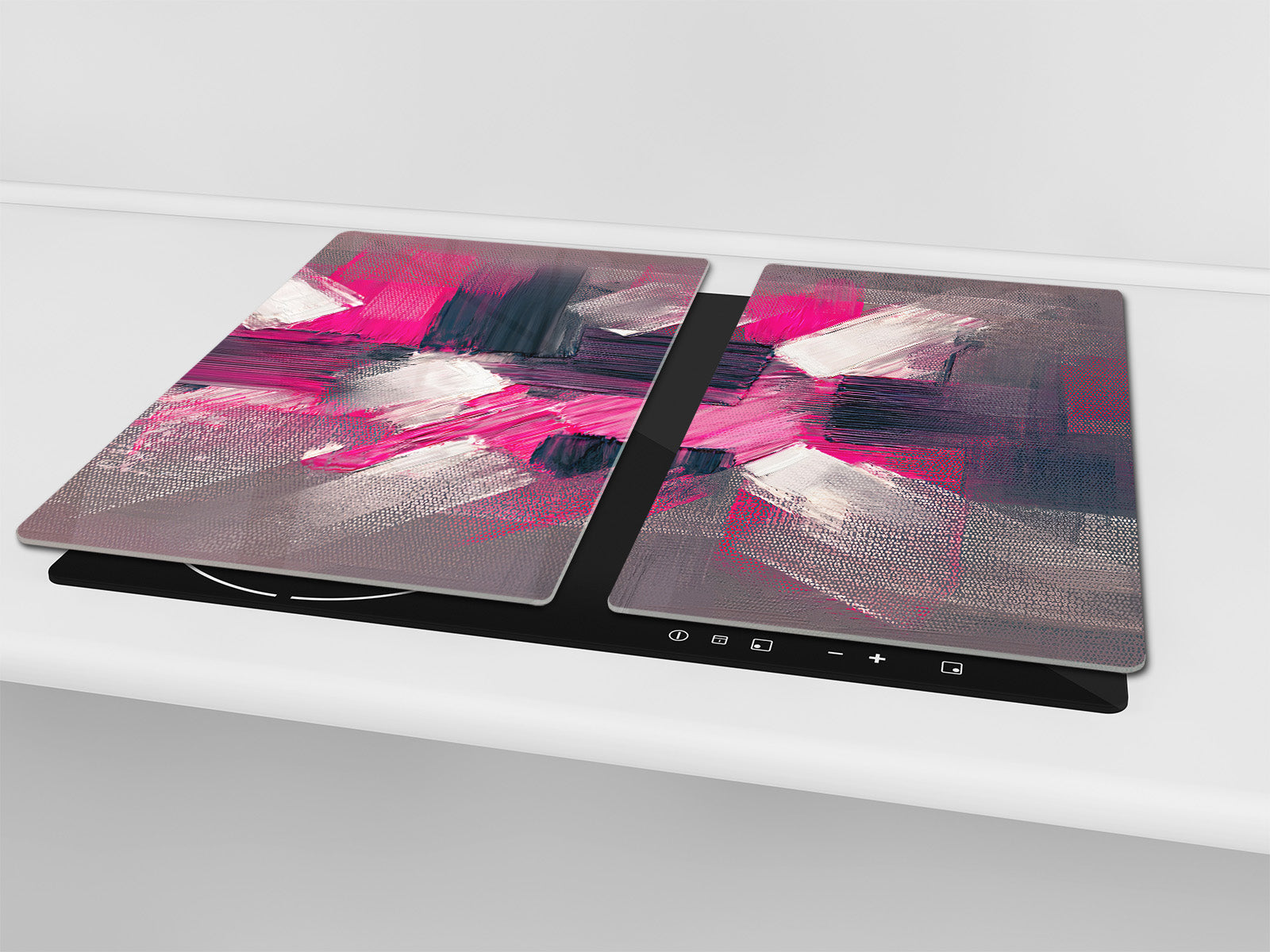 Tempered Glass Multi-Function Board: Cooktop Cover, Pastry and Hot Pot Stand and Worktop Saver – MEASURES: SINGLE: 60 x 52 cm; DOUBLE: 2 x 30 x 52 cm; D43 Abstract Concepts Series 2 : Modern Disarray