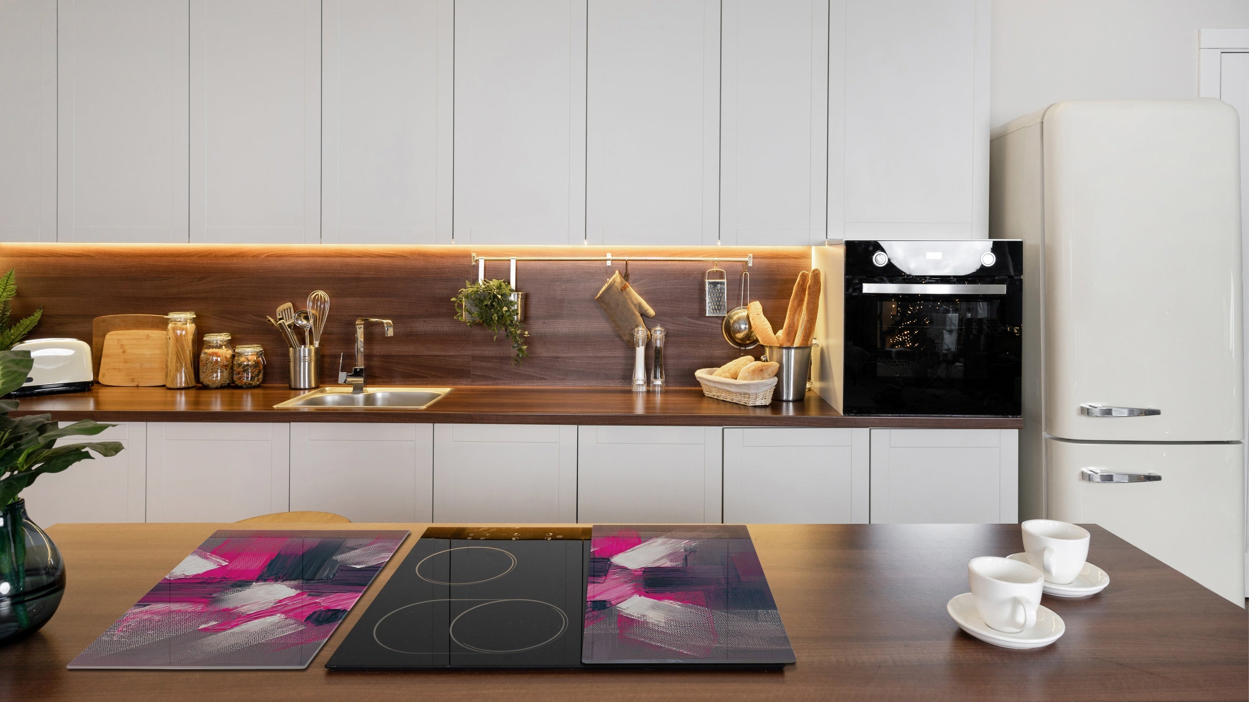 Tempered Glass Multi-Function Board: Cooktop Cover, Pastry and Hot Pot Stand and Worktop Saver – MEASURES: SINGLE: 60 x 52 cm; DOUBLE: 2 x 30 x 52 cm; D43 Abstract Concepts Series 2 : Modern Disarray