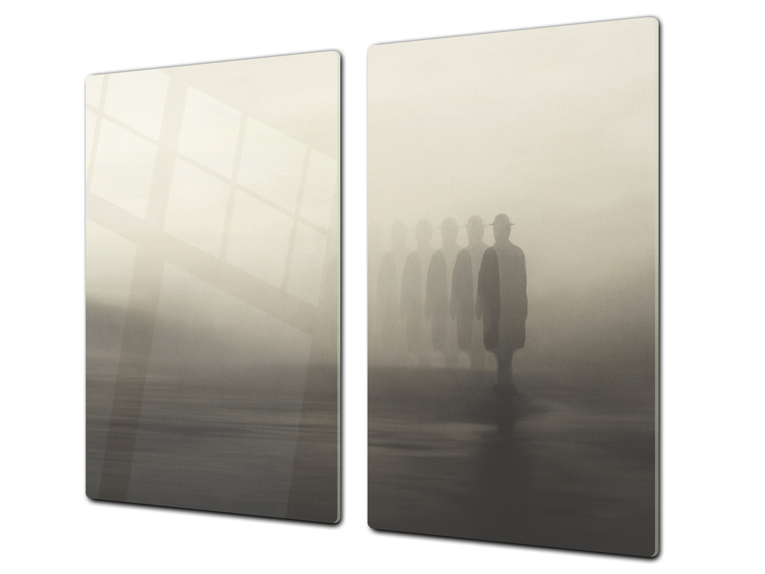 Tempered Glass Multi-Function Board: Cooktop Cover, Pastry and Hot Pot Stand and Worktop Saver – MEASURES: SINGLE: 60 x 52 cm; DOUBLE: 2 x 30 x 52 cm; D43 Abstract Concepts Series 2 : Foggy Shadows
