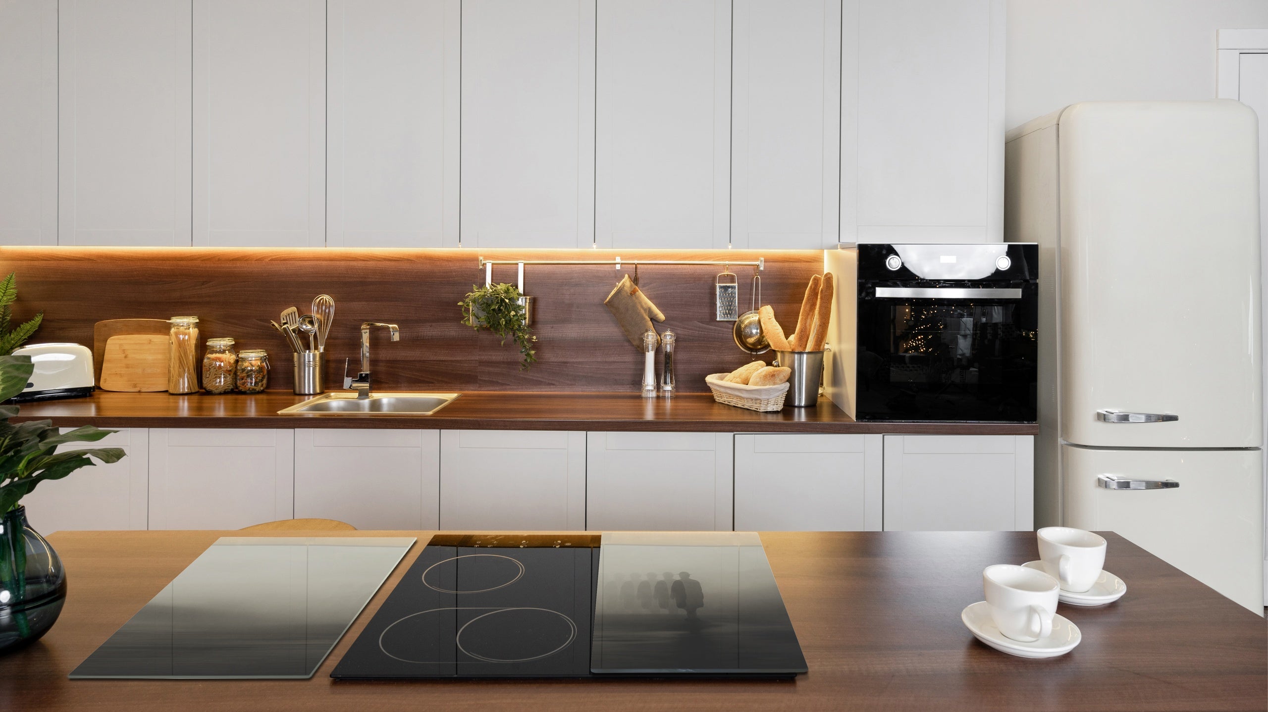 Tempered Glass Multi-Function Board: Cooktop Cover, Pastry and Hot Pot Stand and Worktop Saver – MEASURES: SINGLE: 60 x 52 cm; DOUBLE: 2 x 30 x 52 cm; D43 Abstract Concepts Series 2 : Foggy Shadows