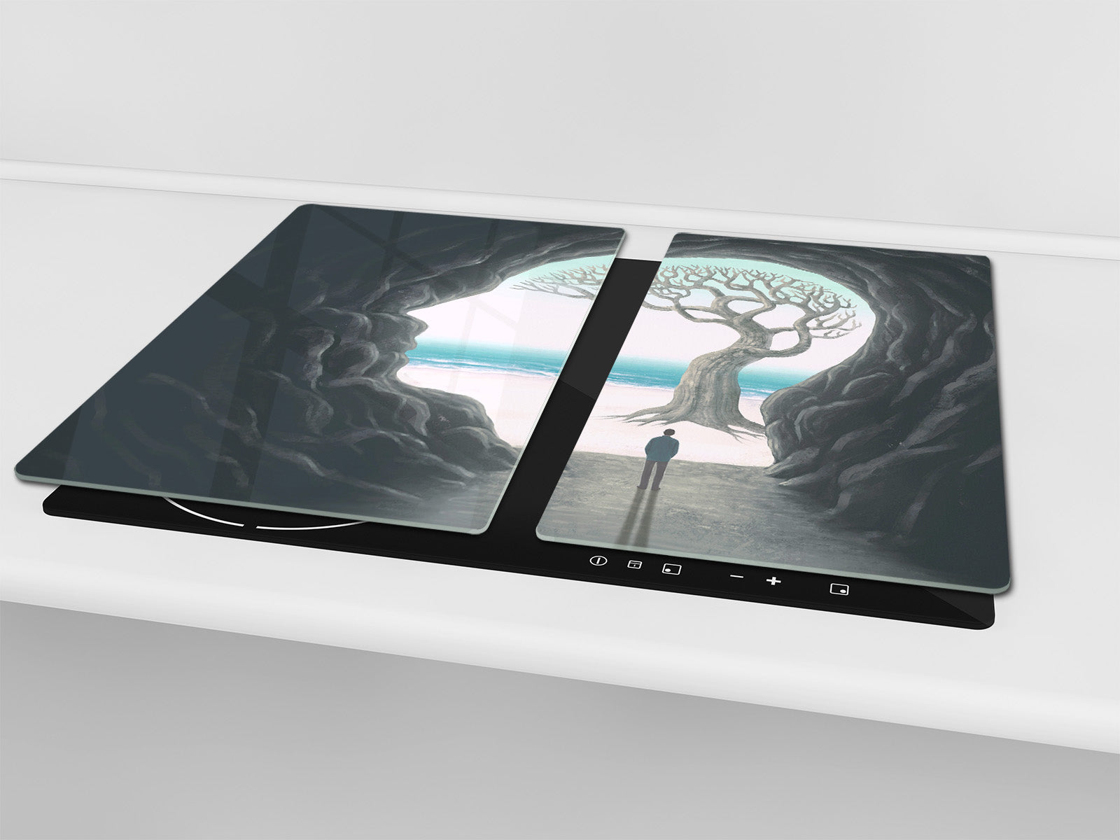 Tempered Glass Multi-Function Board: Cooktop Cover, Pastry and Hot Pot Stand and Worktop Saver – MEASURES: SINGLE: 60 x 52 cm; DOUBLE: 2 x 30 x 52 cm; D43 Abstract Concepts Series 2 : Path to Enlightenment