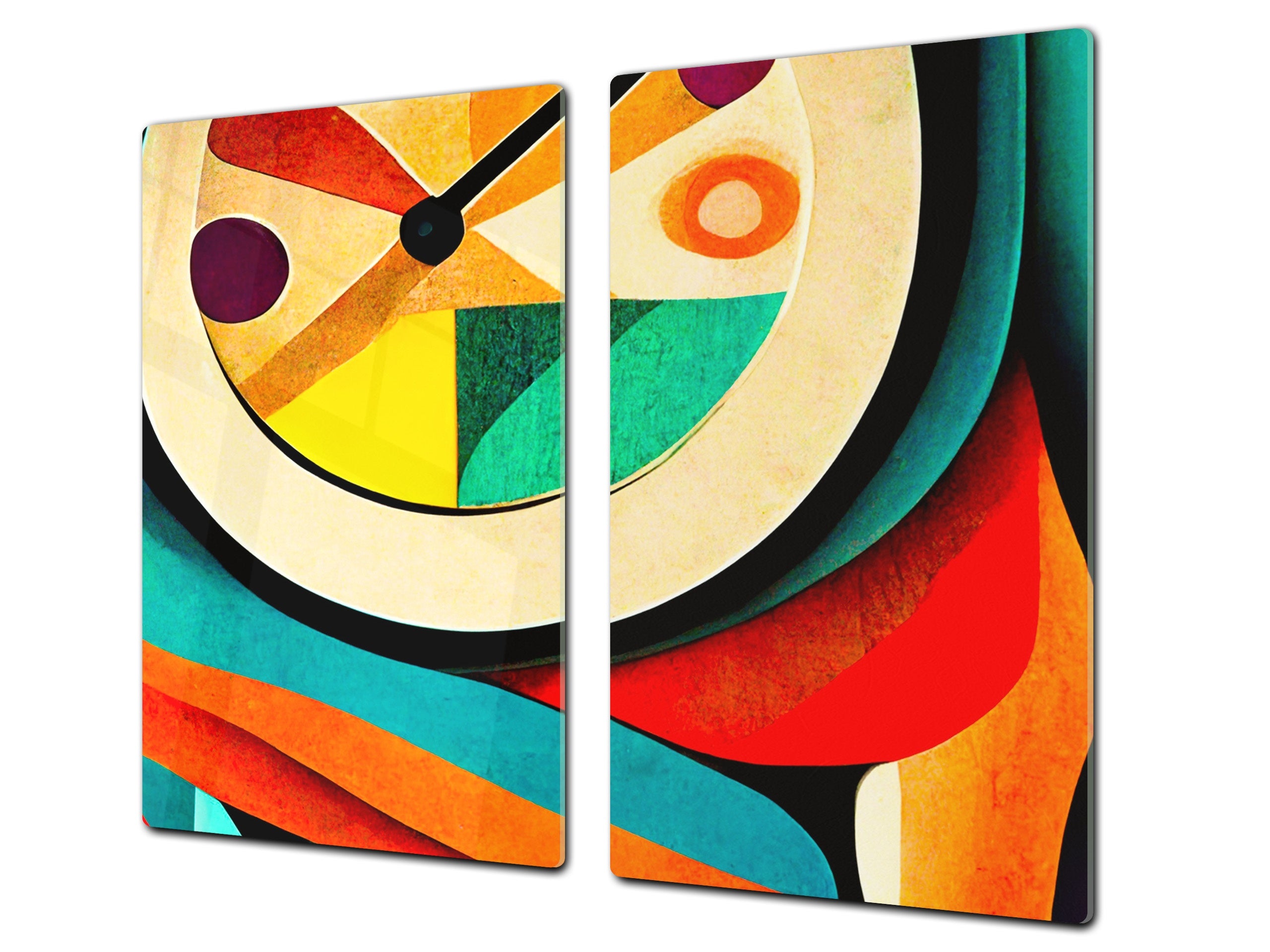 Premium Tempered Glass Cutting Board and Worktop Saver – Glass Pastry Board and Cooktop Cover – MEASURES: SINGLE: 60 x 52 cm; DOUBLE: 2 x 30 x 52 cm; D40 Colorful Illustrations Series : Theme of Time