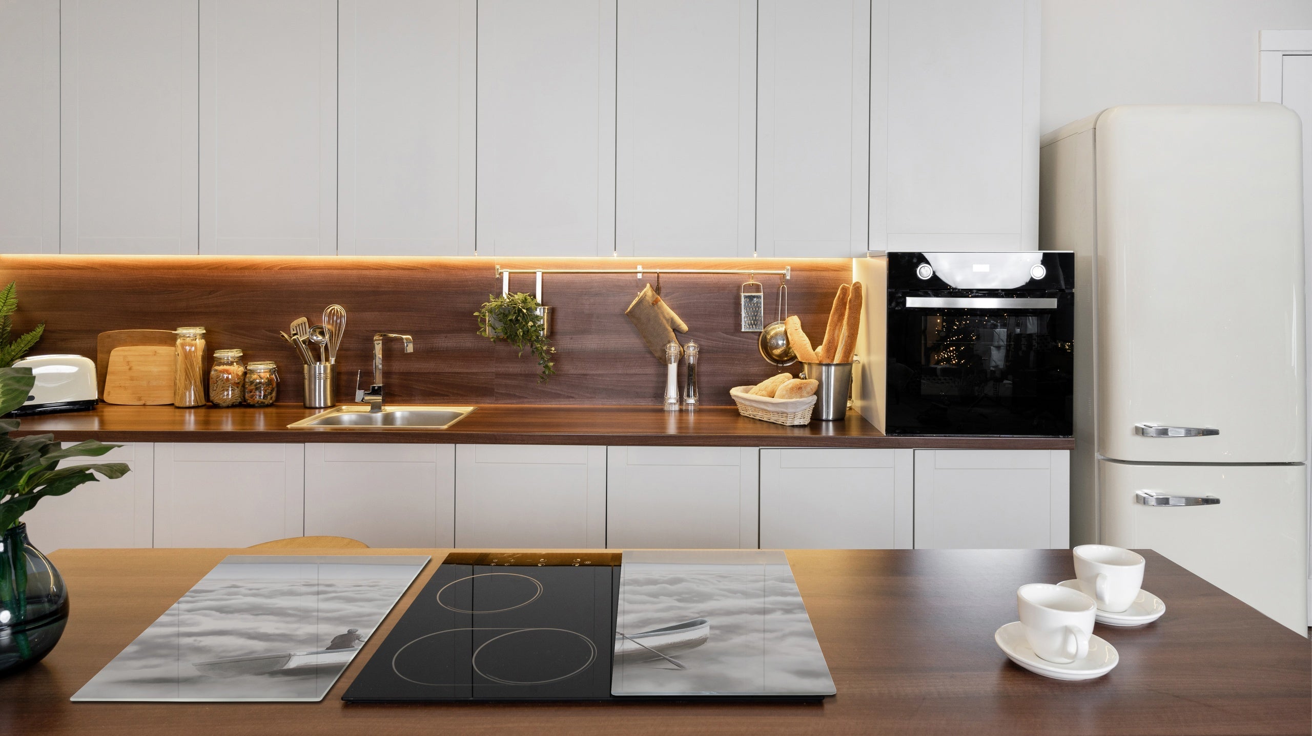 Versatile Tempered Glass Worktop Saver and Induction Cooktop Cover – Durable and Scratch-Resistant – MEASURES: SINGLE: 60 x 52 cm; DOUBLE: 2 x 30 x 52 cm; D41 Abstract Concepts Series 1 : Cloud Sailing