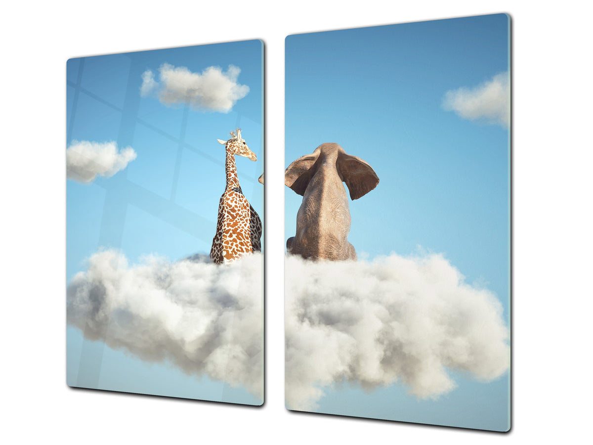 Versatile Tempered Glass Worktop Saver and Induction Cooktop Cover – Durable and Scratch-Resistant – MEASURES: SINGLE: 60 x 52 cm; DOUBLE: 2 x 30 x 52 cm; D41 Abstract Concepts Series 1 : Cloud of Friendship