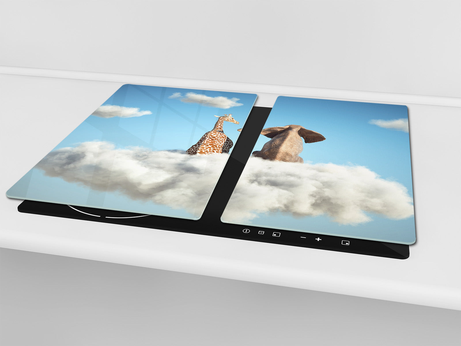 Versatile Tempered Glass Worktop Saver and Induction Cooktop Cover – Durable and Scratch-Resistant – MEASURES: SINGLE: 60 x 52 cm; DOUBLE: 2 x 30 x 52 cm; D41 Abstract Concepts Series 1 : Cloud of Friendship