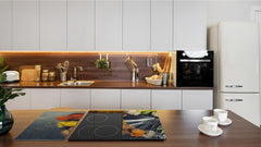 Induction Cooktop Cover –Shatter Resistant Glass Kitchen Board – Hob cover; MEASURES: SINGLE: 60 x 52 cm (23,62” x 20,47”); DOUBLE: 30 x 52 cm (11,81” x 20,47”); D38 Herbs and spices Series : Curry spices