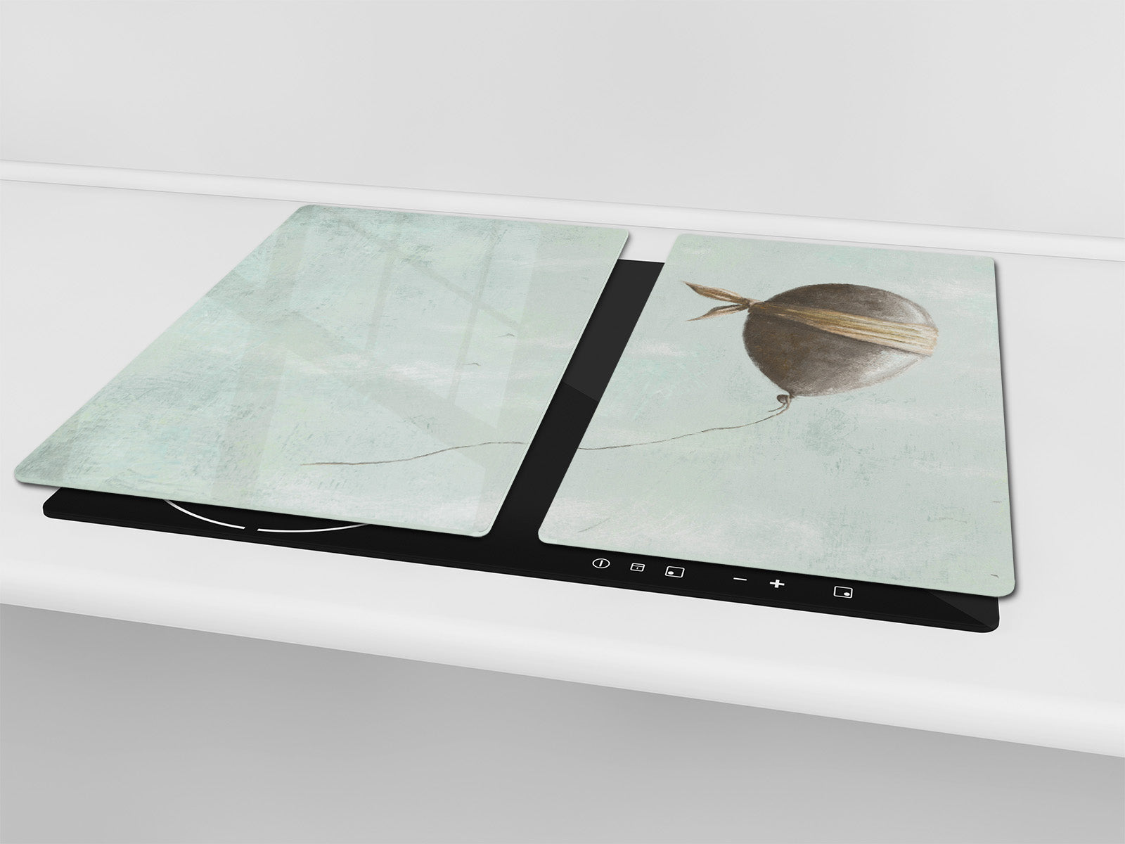 Versatile Tempered Glass Worktop Saver and Induction Cooktop Cover – Durable and Scratch-Resistant – MEASURES: SINGLE: 60 x 52 cm; DOUBLE: 2 x 30 x 52 cm; D41 Abstract Concepts Series 1 : Blind Balloon in the Sky