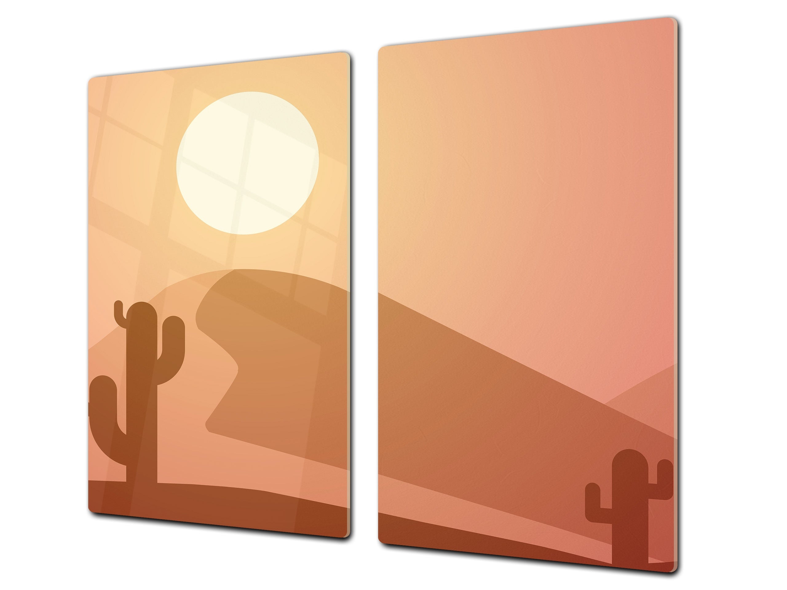 Chopping Board - Induction Cooktop Cover - Glass Cutting Board – Impact & Shatter Resistant – MEASURES: SINGLE: 60 x 52 cm; DOUBLE: 2 x 30 x 52 cm; D42 Modern Art Series : Aesthetic Desert