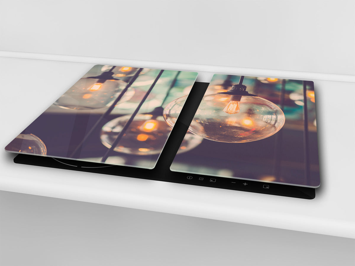 Chopping Board Set - Induction Cooktop Cover –Glass Cutting Board; MEASURES: SINGLE: 60 x 52 cm (23,62” x 20,47”); DOUBLE: 30 x 52 cm (11,81” x 20,47”); D39 Miscellaneous Series : Retro lamps