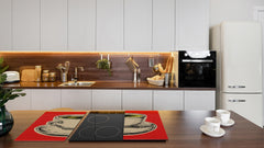 KITCHEN BOARD & Induction Cooktop Cover – Glass Pastry Board - Tempered Glass Chopping Board and Serving Tray – DIMENSIONS: SINGLE: 23,62” x 20,47”; DOUBLE: 11,81” x 20,47” – D44 Pop Art Series : Pop Art Cup of Coffee 3