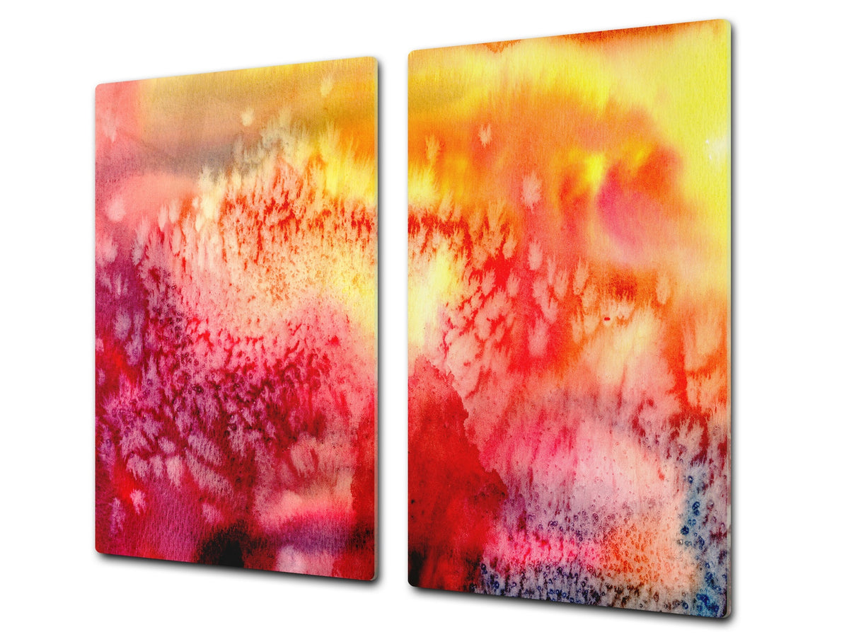 TEMPERED GLASS CHOPPING BOARD – Glass Cutting Board and Worktop Saver; MEASURES: SINGLE: 60 x 52 cm (23,62” x 20,47”); DOUBLE: 30 x 52 cm (11,81” x 20,47”); D36 Textures Series : Abstract multicoloured background