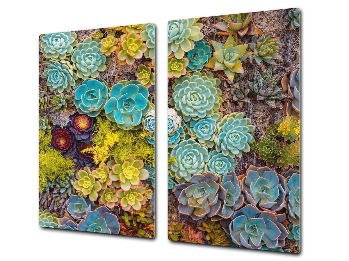 Tempered GLASS Cutting Board – Worktop saver and Pastry Board –- Glass Kitchen Board; MEASURES: SINGLE: 60 x 52 cm (23,62” x 20,47”); DOUBLE: 30 x 52 cm (11,81” x 20,47”); D34 Nature Series: Rock garden 1