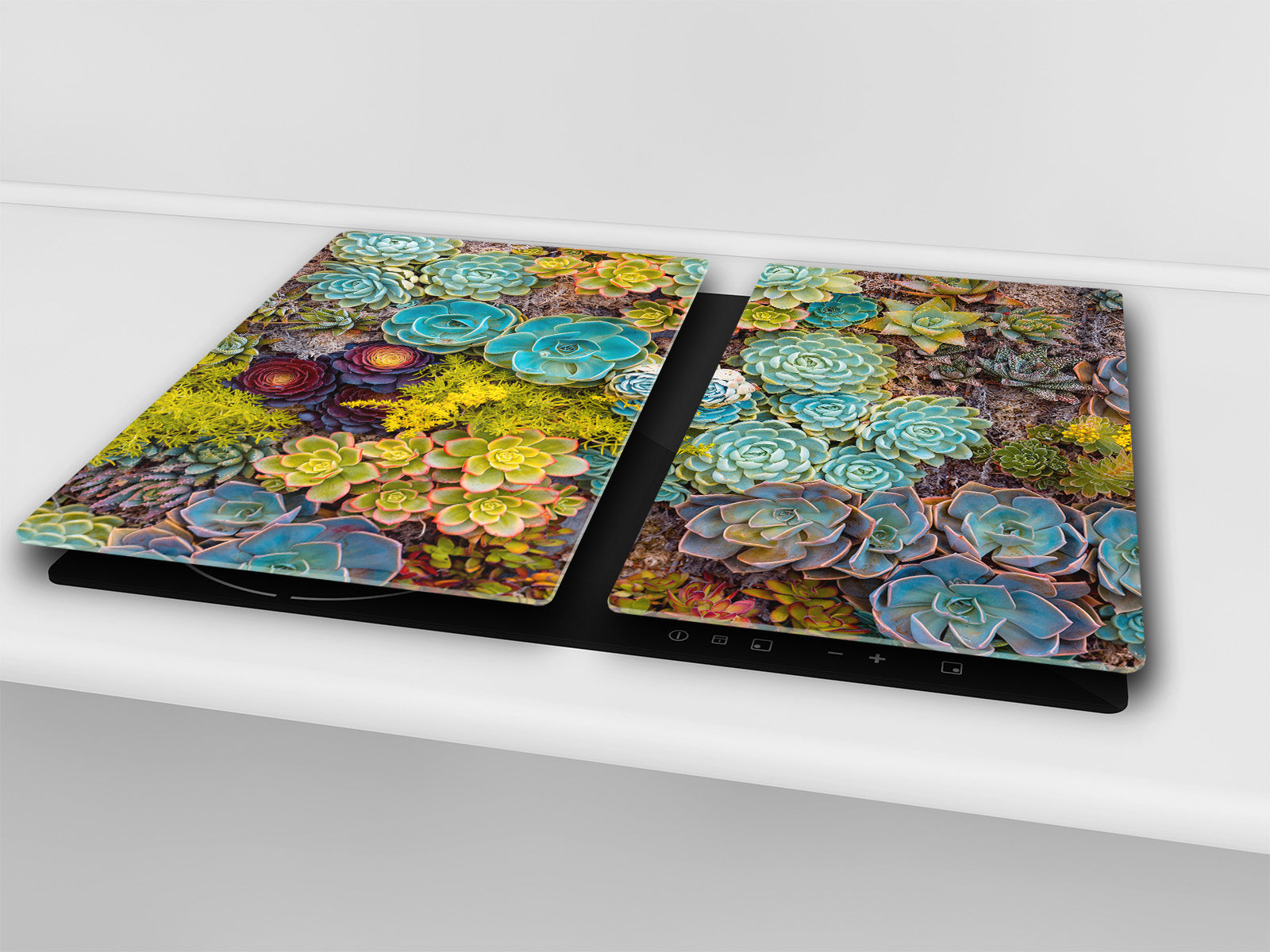 Tempered GLASS Cutting Board – Worktop saver and Pastry Board –- Glass Kitchen Board; MEASURES: SINGLE: 60 x 52 cm (23,62” x 20,47”); DOUBLE: 30 x 52 cm (11,81” x 20,47”); D34 Nature Series: Rock garden 1
