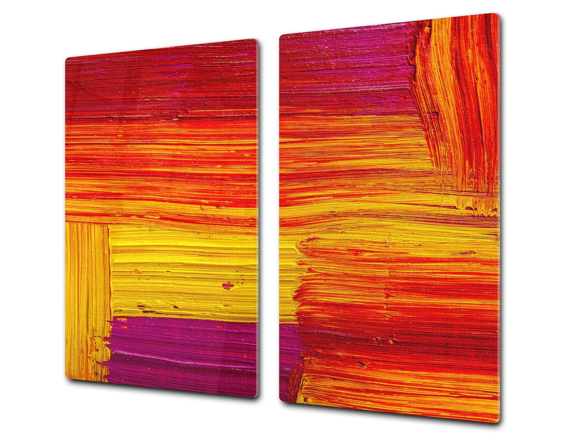 TEMPERED GLASS CHOPPING BOARD – Glass Cutting Board and Worktop Saver; MEASURES: SINGLE: 60 x 52 cm (23,62” x 20,47”); DOUBLE: 30 x 52 cm (11,81” x 20,47”); D36 Textures Series : Abstract colour texture