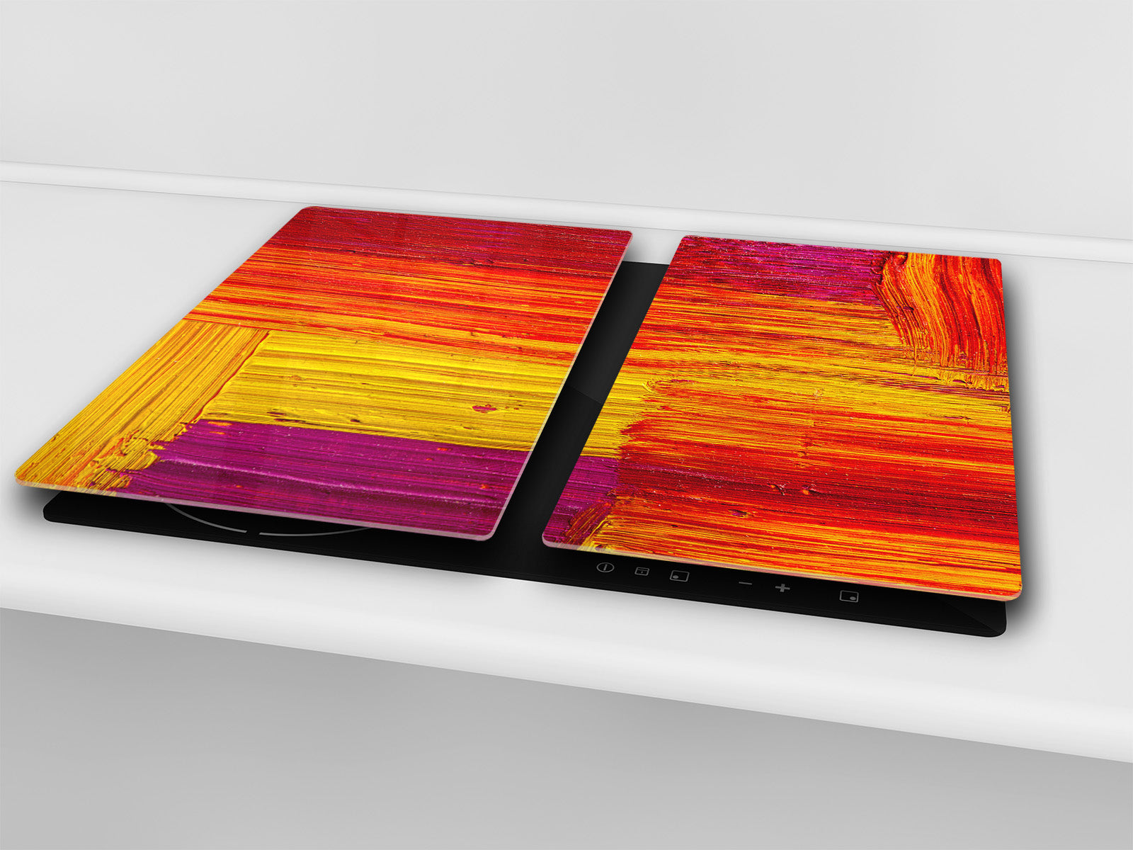 TEMPERED GLASS CHOPPING BOARD – Glass Cutting Board and Worktop Saver; MEASURES: SINGLE: 60 x 52 cm (23,62” x 20,47”); DOUBLE: 30 x 52 cm (11,81” x 20,47”); D36 Textures Series : Abstract colour texture