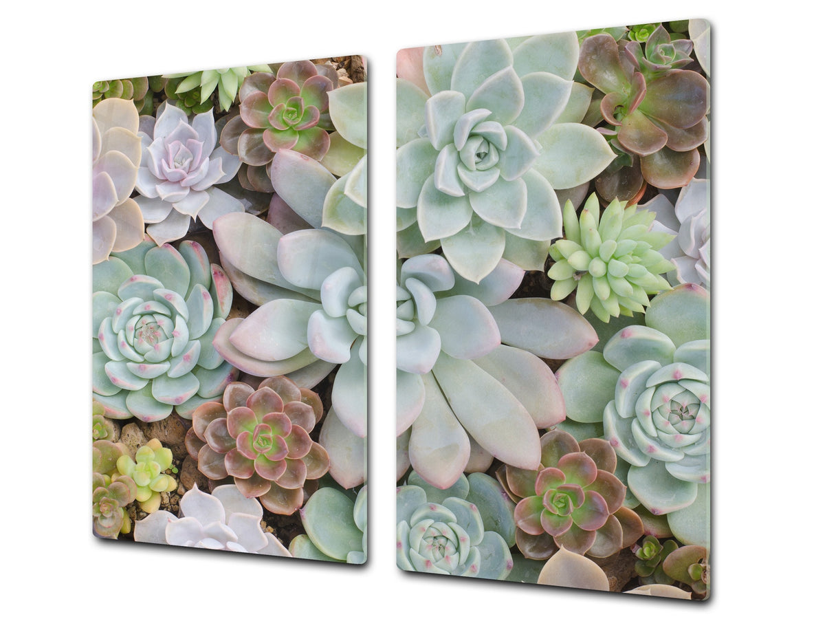 Tempered GLASS Cutting Board – Worktop saver and Pastry Board –- Glass Kitchen Board; MEASURES: SINGLE: 60 x 52 cm (23,62” x 20,47”); DOUBLE: 30 x 52 cm (11,81” x 20,47”); D34 Nature Series: Rock garden 2