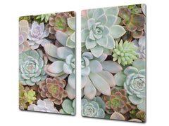 Tempered GLASS Cutting Board – Worktop saver and Pastry Board –- Glass Kitchen Board; MEASURES: SINGLE: 60 x 52 cm (23,62” x 20,47”); DOUBLE: 30 x 52 cm (11,81” x 20,47”); D34 Nature Series: Rock garden 2