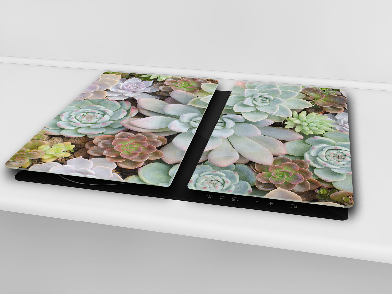 Tempered GLASS Cutting Board – Worktop saver and Pastry Board –- Glass Kitchen Board; MEASURES: SINGLE: 60 x 52 cm (23,62” x 20,47”); DOUBLE: 30 x 52 cm (11,81” x 20,47”); D34 Nature Series: Rock garden 2