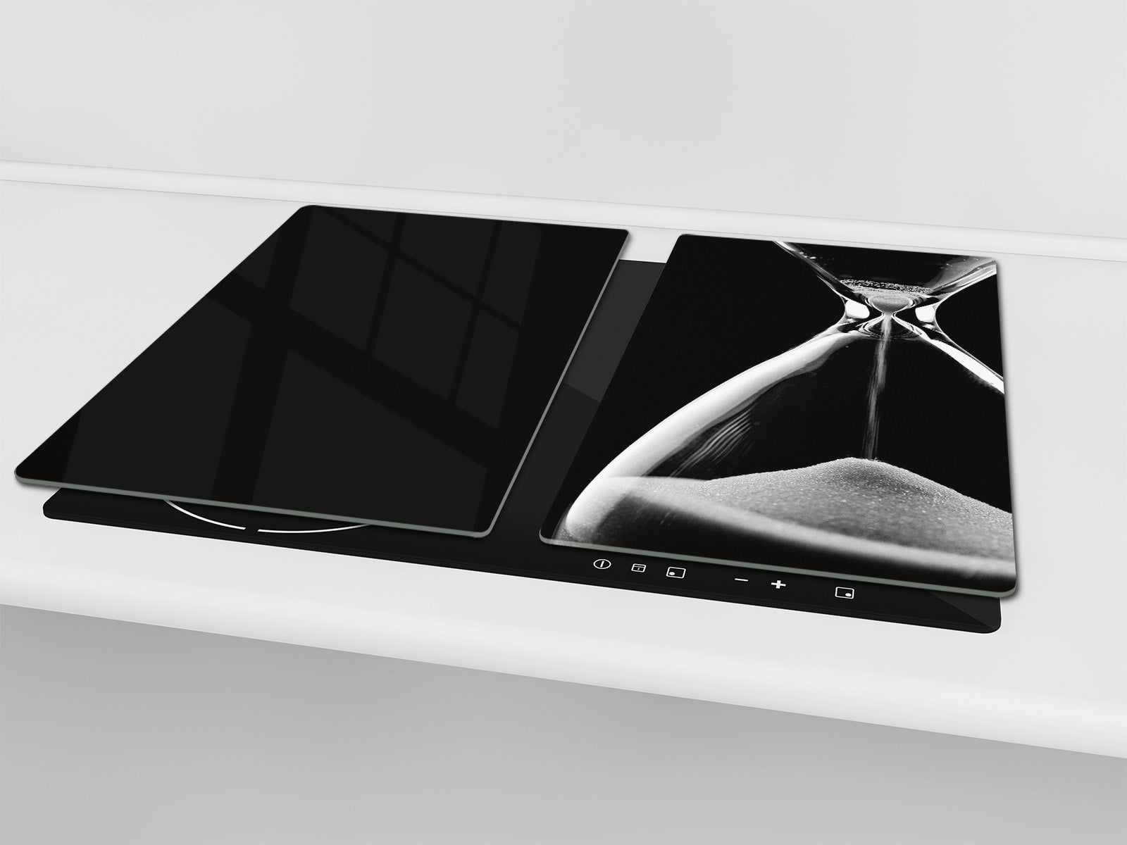 Versatile Tempered Glass Worktop Saver and Induction Cooktop Cover – Durable and Scratch-Resistant – MEASURES: SINGLE: 60 x 52 cm; DOUBLE: 2 x 30 x 52 cm; D41 Abstract Concepts Series 1 : Hourglass in the Void