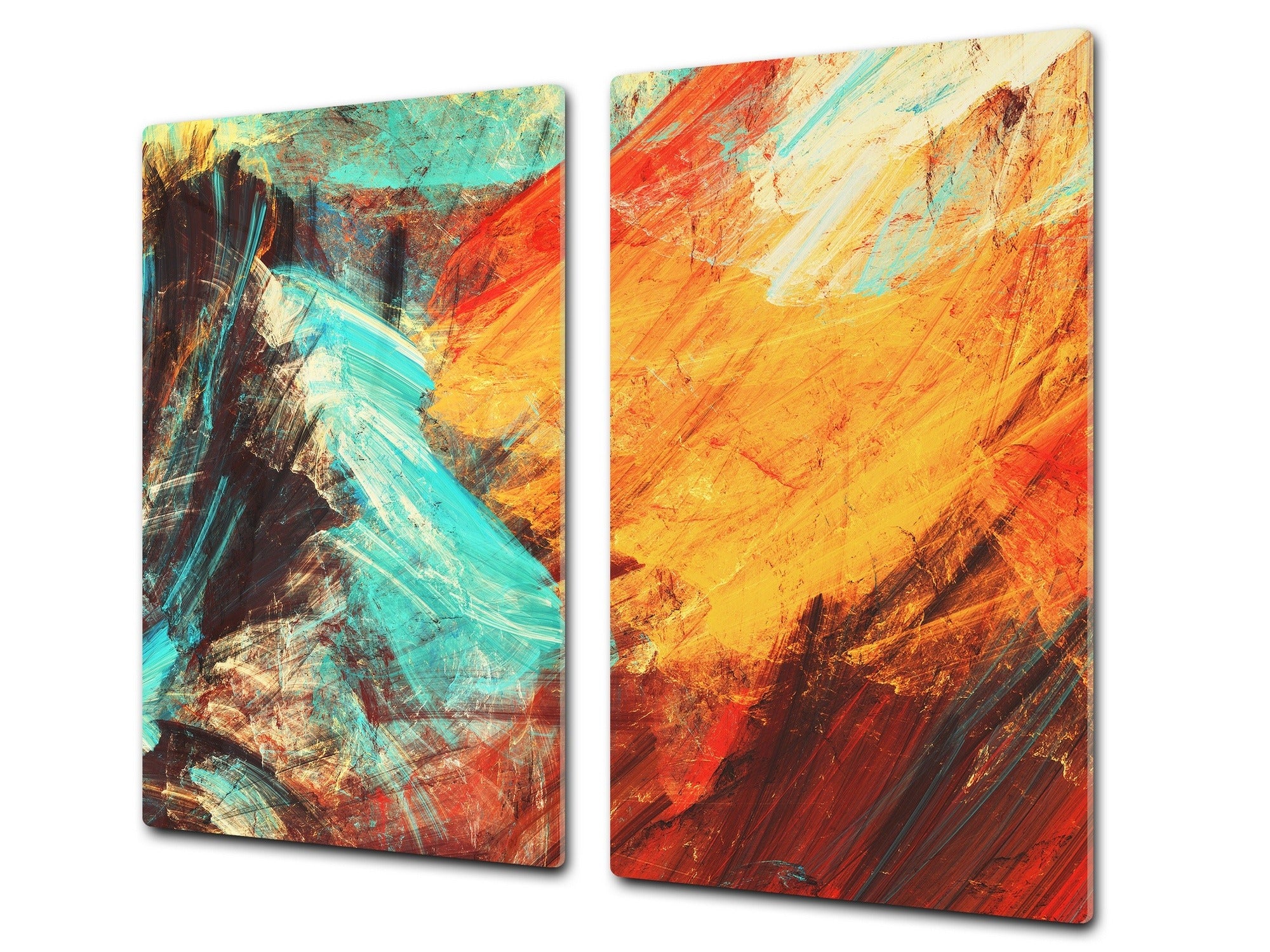 TEMPERED GLASS CHOPPING BOARD – Glass Cutting Board and Worktop Saver; MEASURES: SINGLE: 60 x 52 cm (23,62” x 20,47”); DOUBLE: 30 x 52 cm (11,81” x 20,47”); D36 Textures Series : Modern futuristic pattern