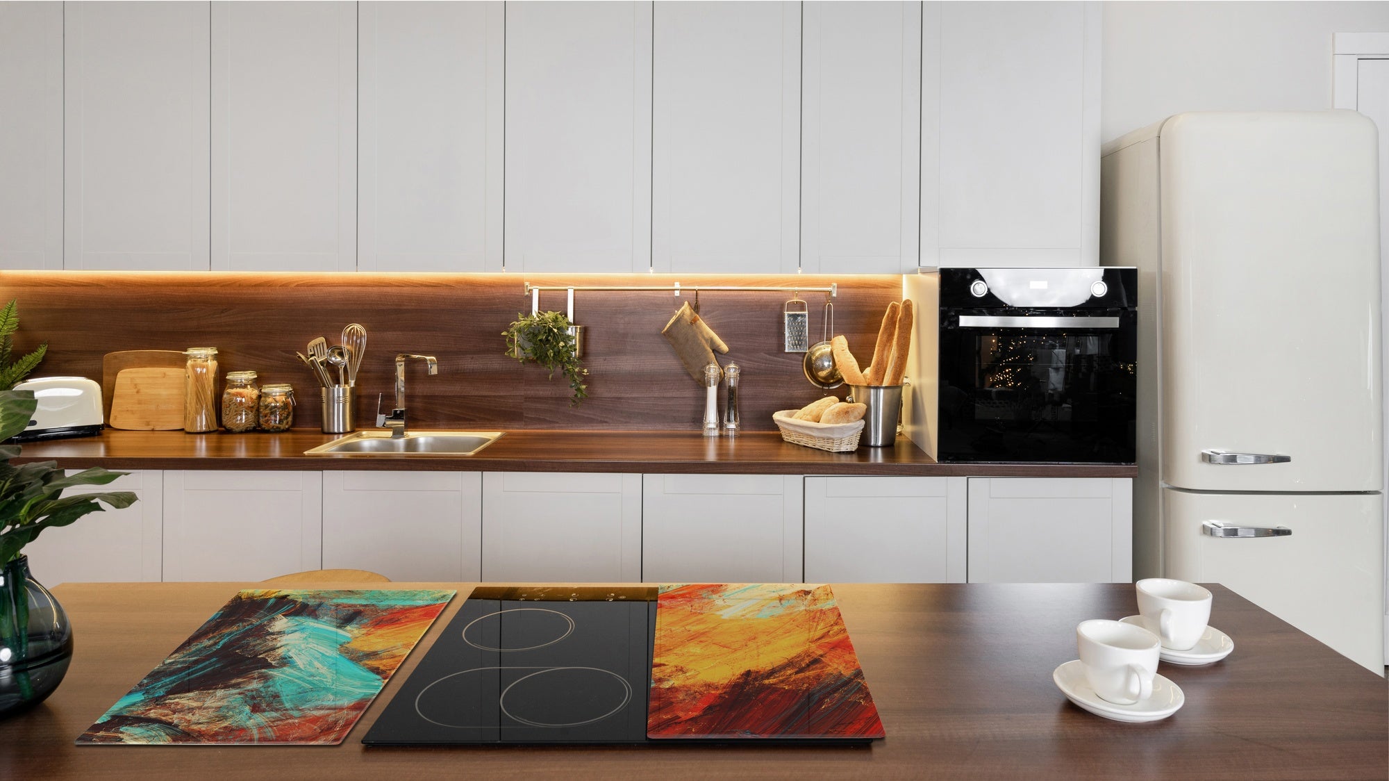 TEMPERED GLASS CHOPPING BOARD – Glass Cutting Board and Worktop Saver; MEASURES: SINGLE: 60 x 52 cm (23,62” x 20,47”); DOUBLE: 30 x 52 cm (11,81” x 20,47”); D36 Textures Series : Modern futuristic pattern