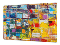 UNIQUE Tempered GLASS Kitchen Board – Impact & Scratch Resistant Cooktop cover – SINGLE: 80 x 52 cm; DOUBLE: 40 x 52 cm; DD45 Art Series : Abstract art background