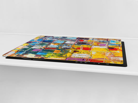 UNIQUE Tempered GLASS Kitchen Board – Impact & Scratch Resistant Cooktop cover – SINGLE: 80 x 52 cm; DOUBLE: 40 x 52 cm; DD45 Art Series : Abstract art background