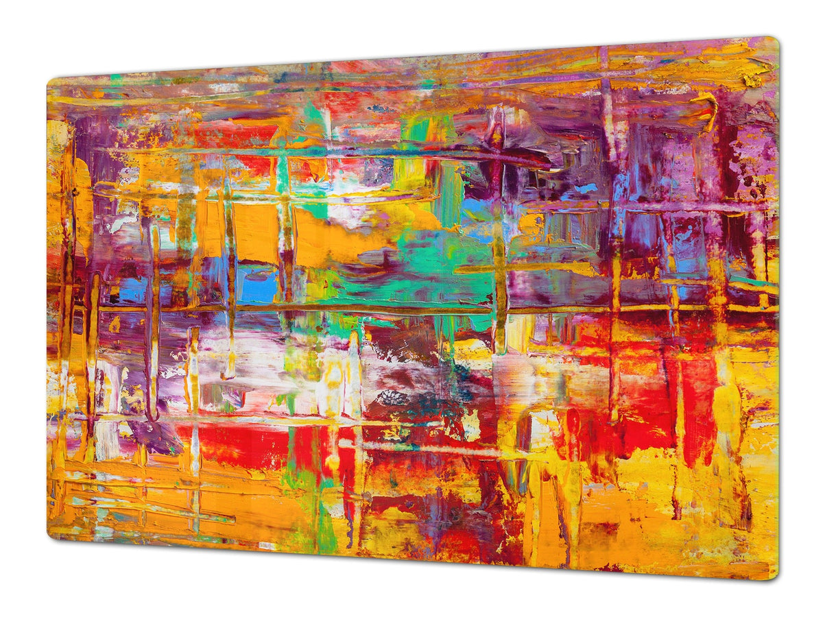UNIQUE Tempered GLASS Kitchen Board – Impact & Scratch Resistant Cooktop cover – SINGLE: 80 x 52 cm; DOUBLE: 40 x 52 cm; DD45 Art Series : Abstract art background 2