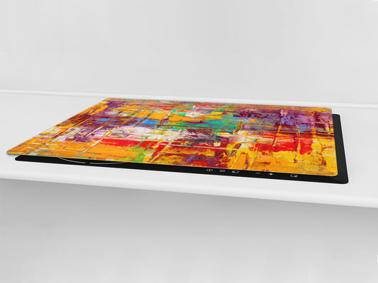 UNIQUE Tempered GLASS Kitchen Board – Impact & Scratch Resistant Cooktop cover – SINGLE: 80 x 52 cm; DOUBLE: 40 x 52 cm; DD45 Art Series : Abstract art background 2