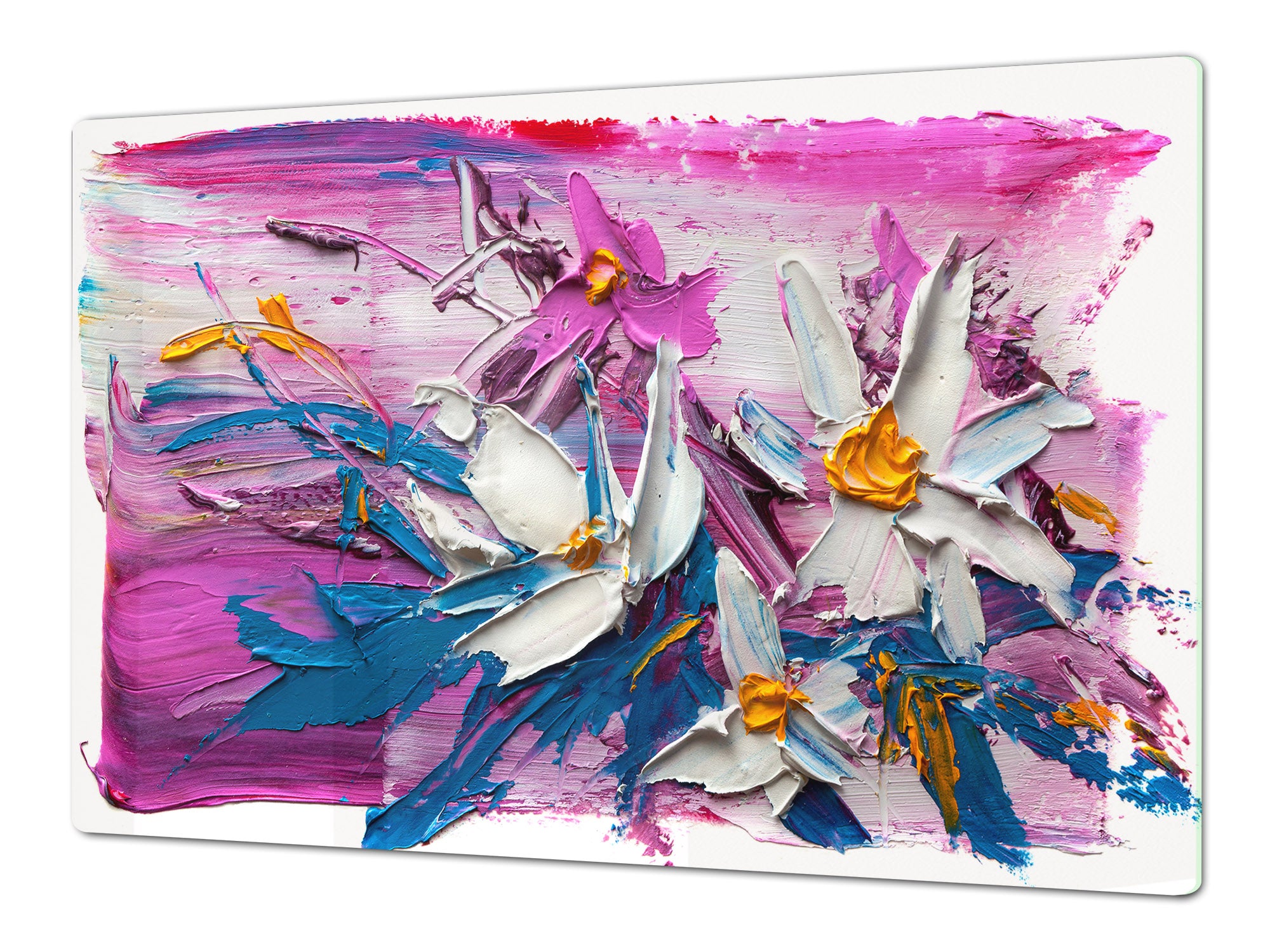 UNIQUE Tempered GLASS Kitchen Board – Impact & Scratch Resistant Cooktop cover – SINGLE: 80 x 52 cm; DOUBLE: 40 x 52 cm; DD45 Art Series : Bouquet of flowers