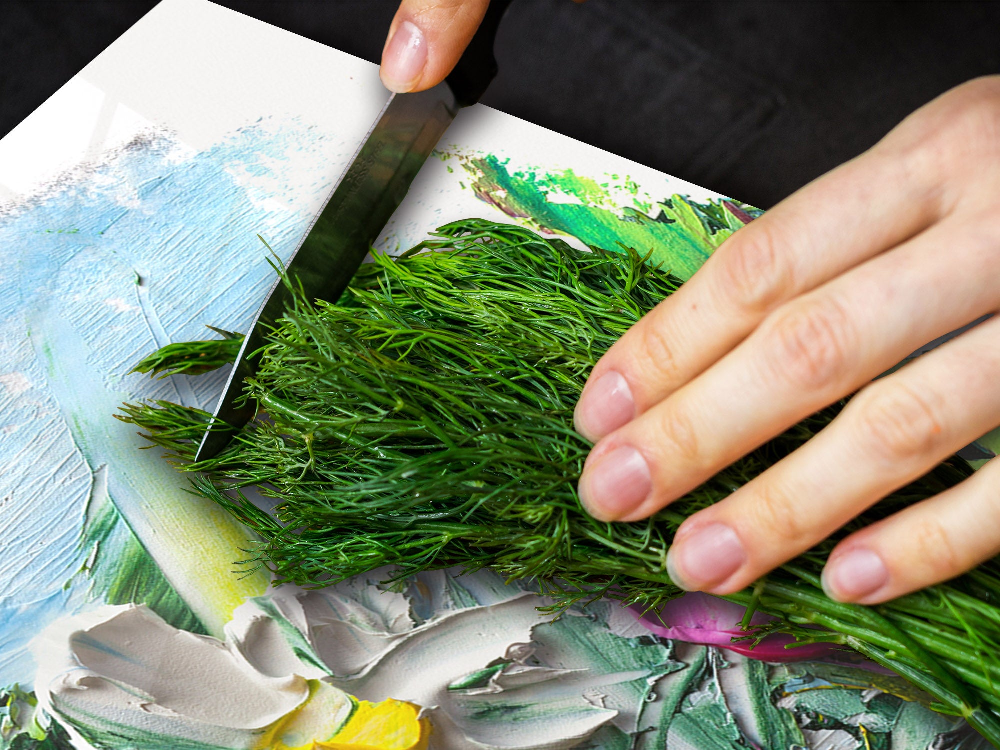 UNIQUE Tempered GLASS Kitchen Board – Impact & Scratch Resistant Cooktop cover – SINGLE: 80 x 52 cm; DOUBLE: 40 x 52 cm; DD45 Art Series : Bouquet of flowers 2