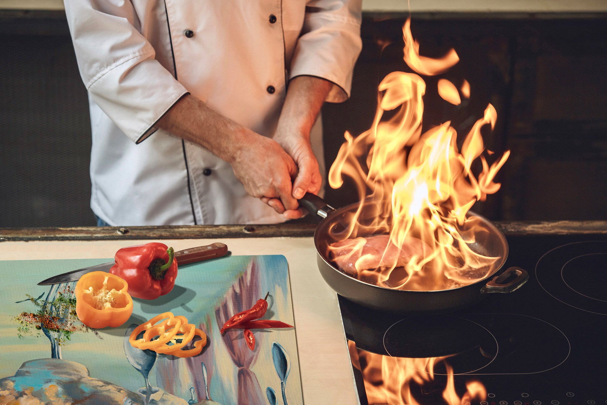 ENORMOUS  Tempered GLASS Chopping Board - Induction Cooktop Cover – SINGLE: 80 x 52 cm; DOUBLE: 40 x 52 cm; DD53 : A Date in a Different Dimension