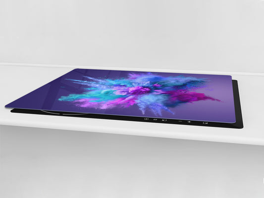 UNIQUE Tempered GLASS Kitchen Board – Impact & Scratch Resistant Cooktop cover – SINGLE: 80 x 52 cm; DOUBLE: 40 x 52 cm; DD45 Art Series : Colour explosion 1