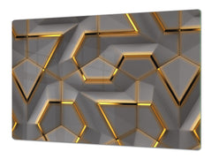 Pedido especial: Tablero de cocina de VIDRIO templado - Cubierta de estufa resistente a impactos y rayones - 80x60cm - Esquinas CUADRADAS - DD39 Serie Colorful Variety: Módulos geométricos brillantes