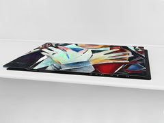 ENORMOUS  Tempered GLASS Chopping Board - Induction Cooktop Cover – SINGLE: 80 x 52 cm; DOUBLE: 40 x 52 cm; DD53 : Cubist Gestures