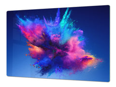 UNIQUE Tempered GLASS Kitchen Board – Impact & Scratch Resistant Cooktop cover – SINGLE: 80 x 52 cm; DOUBLE: 40 x 52 cm; DD45 Art Series : Colour explosion 2