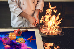 UNIQUE Tempered GLASS Kitchen Board – Impact & Scratch Resistant Cooktop cover – SINGLE: 80 x 52 cm; DOUBLE: 40 x 52 cm; DD45 Art Series : Colour explosion 2