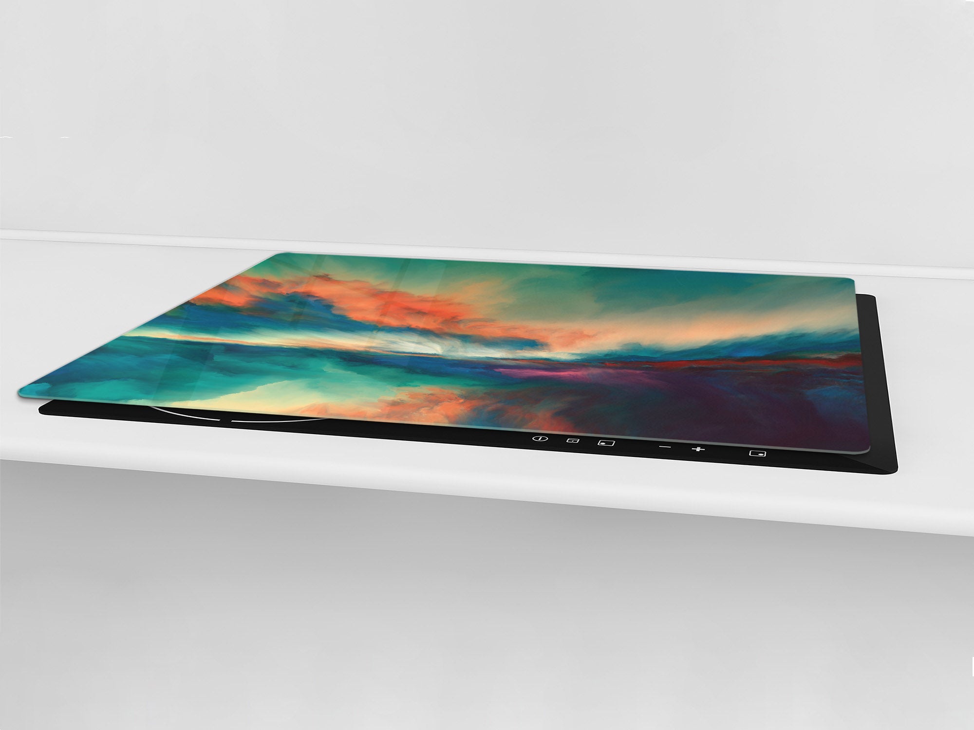 UNIQUE Tempered GLASS Kitchen Board – Impact & Scratch Resistant Cooktop cover – SINGLE: 80 x 52 cm; DOUBLE: 40 x 52 cm; DD45 Art Series : Colourful sunset