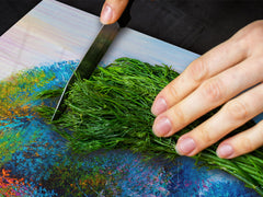 UNIQUE Tempered GLASS Kitchen Board – Impact & Scratch Resistant Cooktop cover – SINGLE: 80 x 52 cm; DOUBLE: 40 x 52 cm; DD45 Art Series : Colourful trees 1